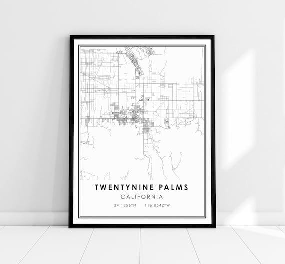 Twentynine Palms California Minimalist Street Map City Poster