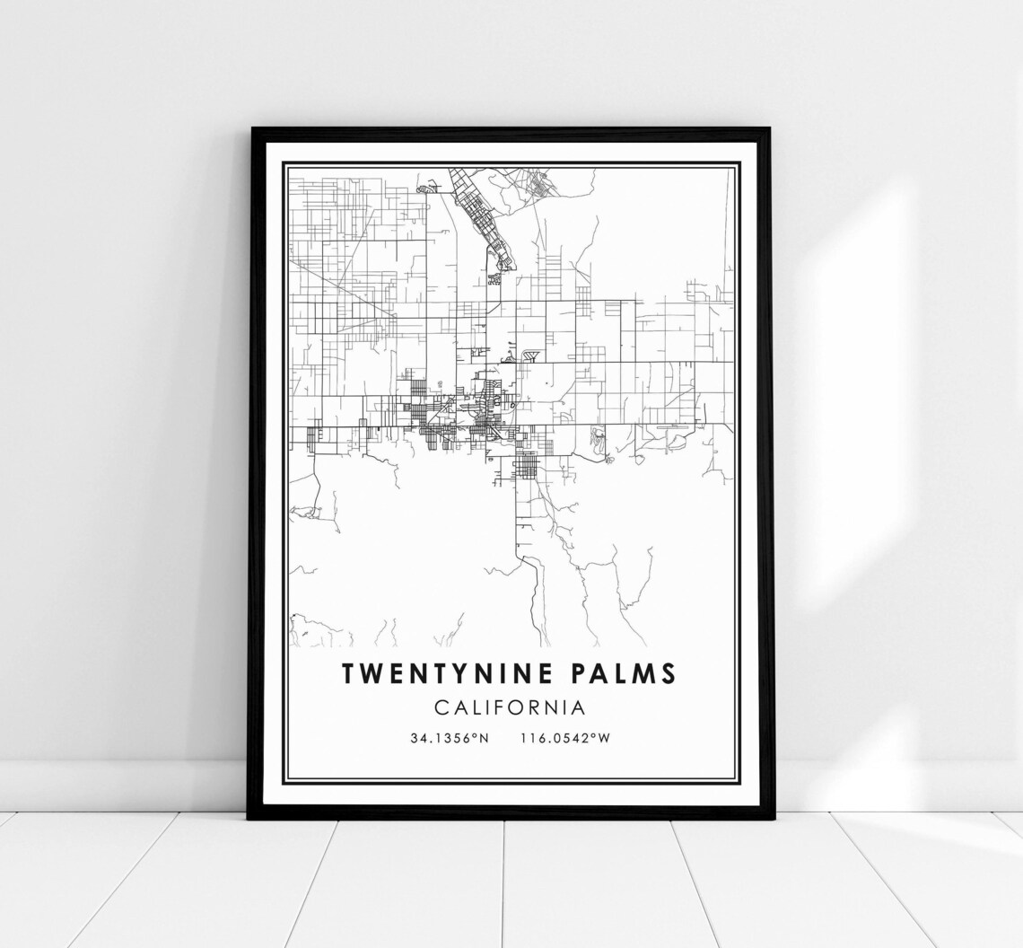 Twentynine Palms California Minimalist Street Map City Poster