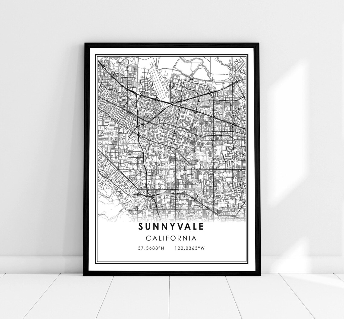 Sunnyvale Map Art Print, City Travel Map