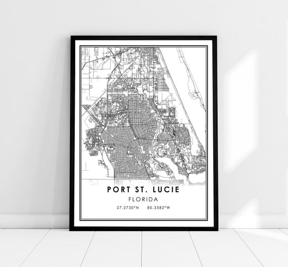 Port St Lucie Map Print, Florida City Travel Poster