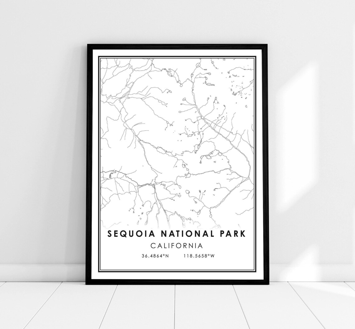 Sequoia National Park Map Poster, Travel Poster