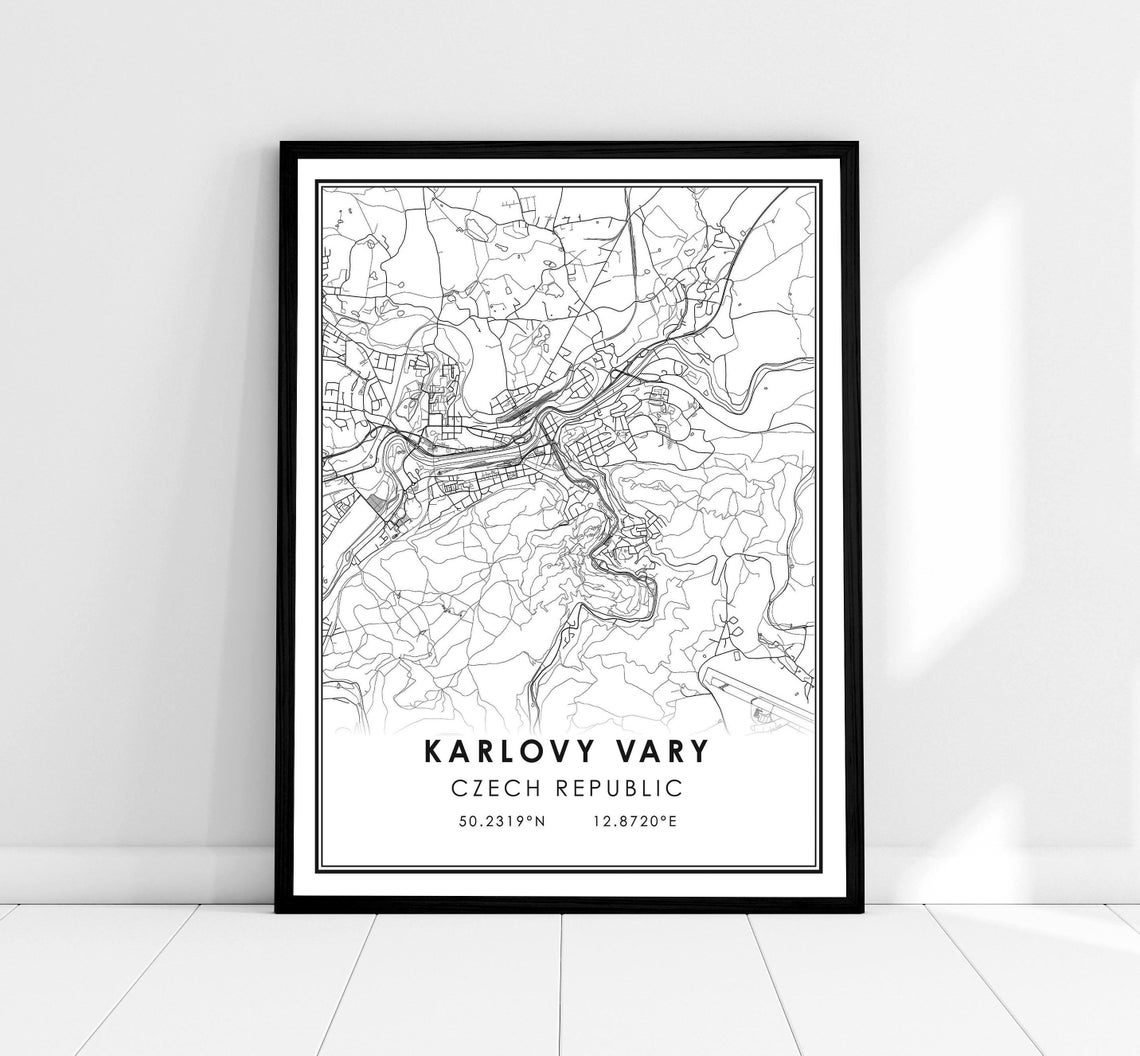 Karlovy Vary Czech Republic Minimalist City Map Modern Art Poster