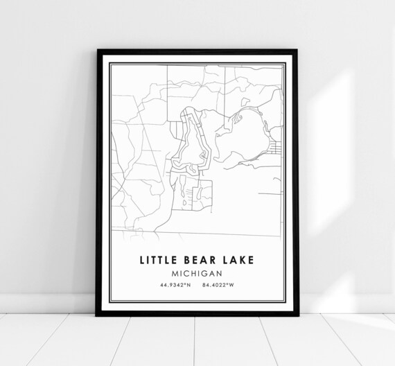 Little Bear Lake Michigan Map Print Poster Canvas City