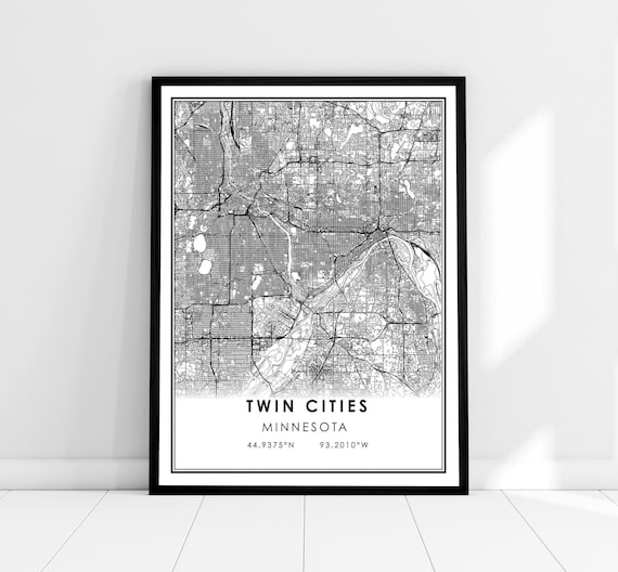 Twin Cities Map Print, Minnesota Travel Poster