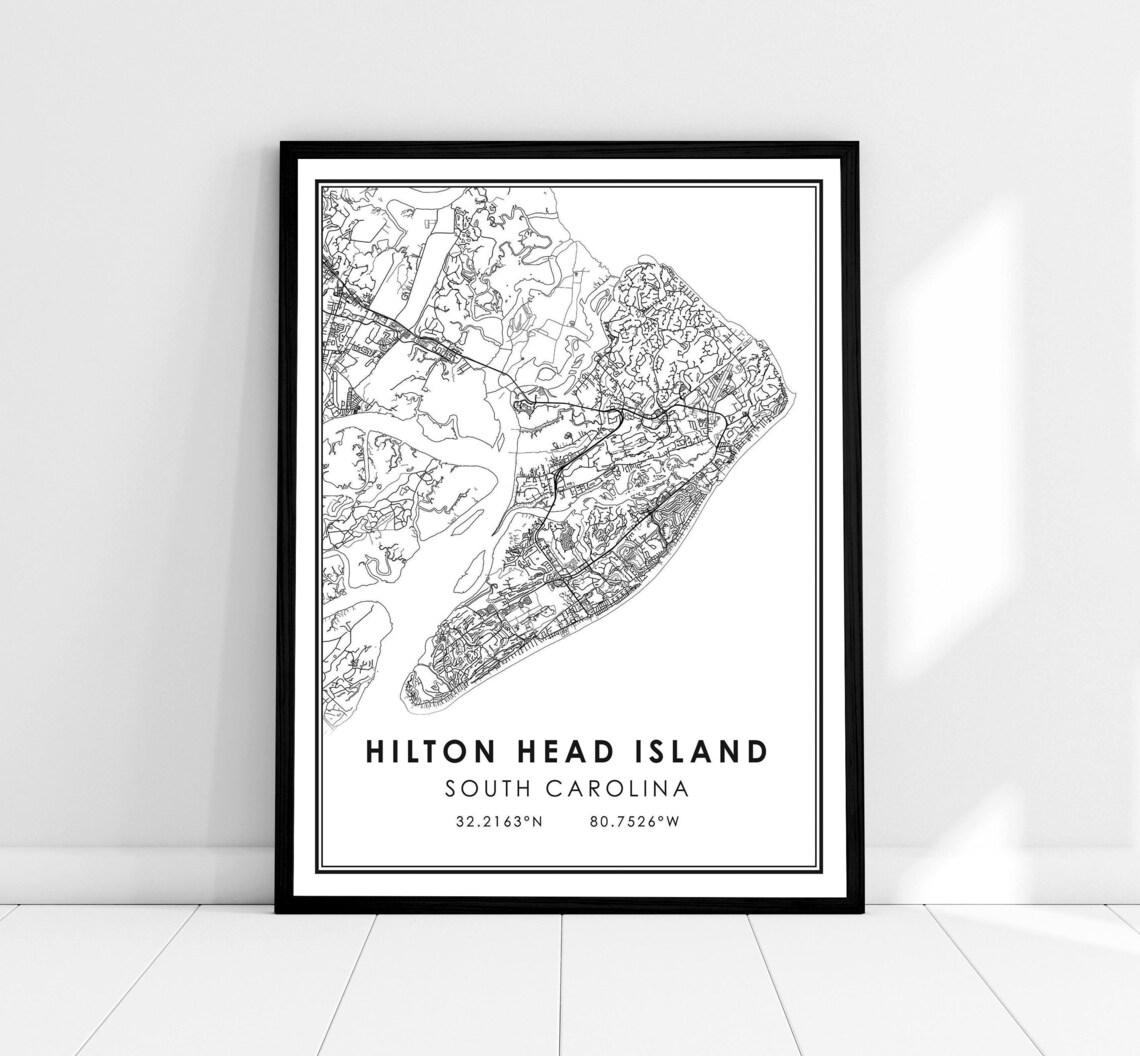 Hilton Island Map Print, South Carolina Travel Poster