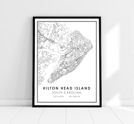 Hilton Island Map Print, South Carolina Travel Poster