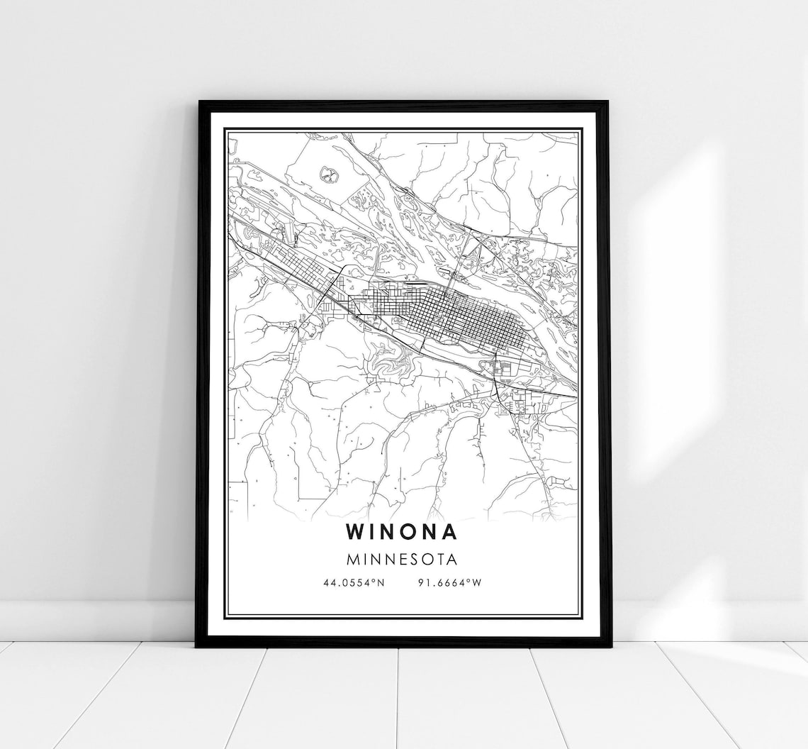 Winona Map Print, Minnesota Travel Poster