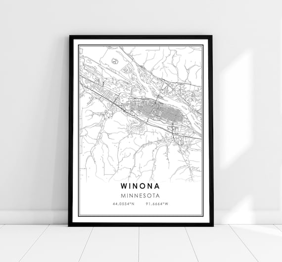 Winona Map Print, Minnesota Travel Poster