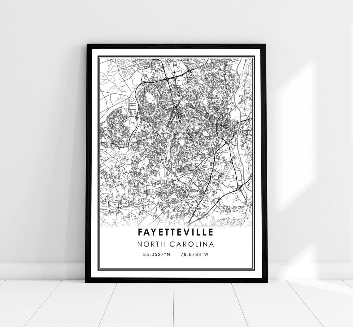 Fayetteville Map Print Poster, North Carolina City
