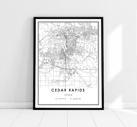 Cedar Rapids Map Print, Iowa Travel Poster