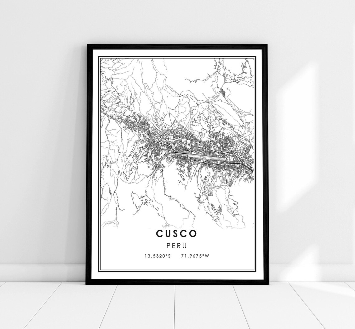 Cusco Map Poster Print, Peru City Travel Map