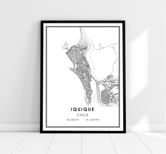 Iquique Chile Minimalist Coastal City Street Map Black Line Art Poster