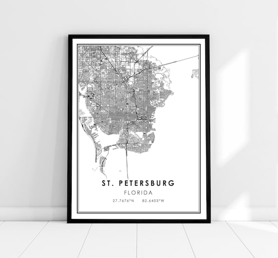St Petersburg Map Print, Florida Travel Poster