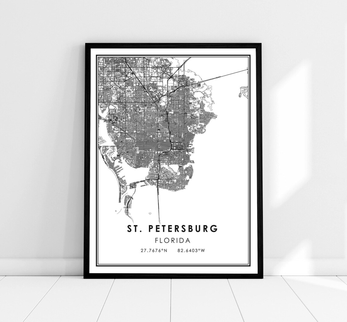 St Petersburg Map Print, Florida Travel Poster