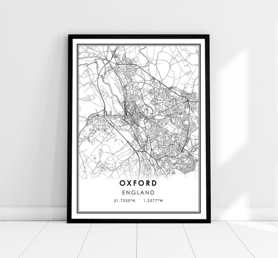 Oxford Map Print Poster, England City Map