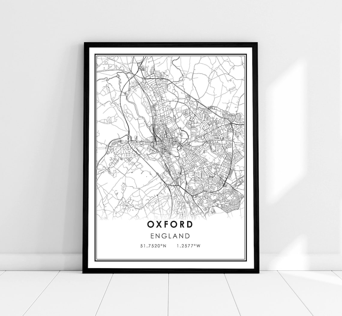 Oxford Map Print Poster, England City Map