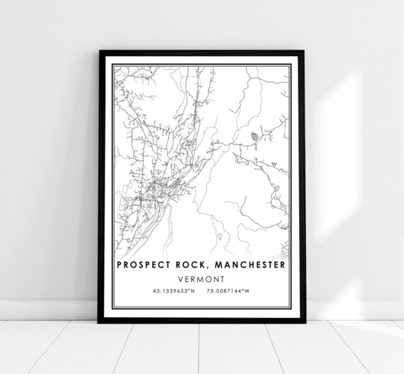 Prospect Rock Manchester Vermont Street Map Poster With Coordinates