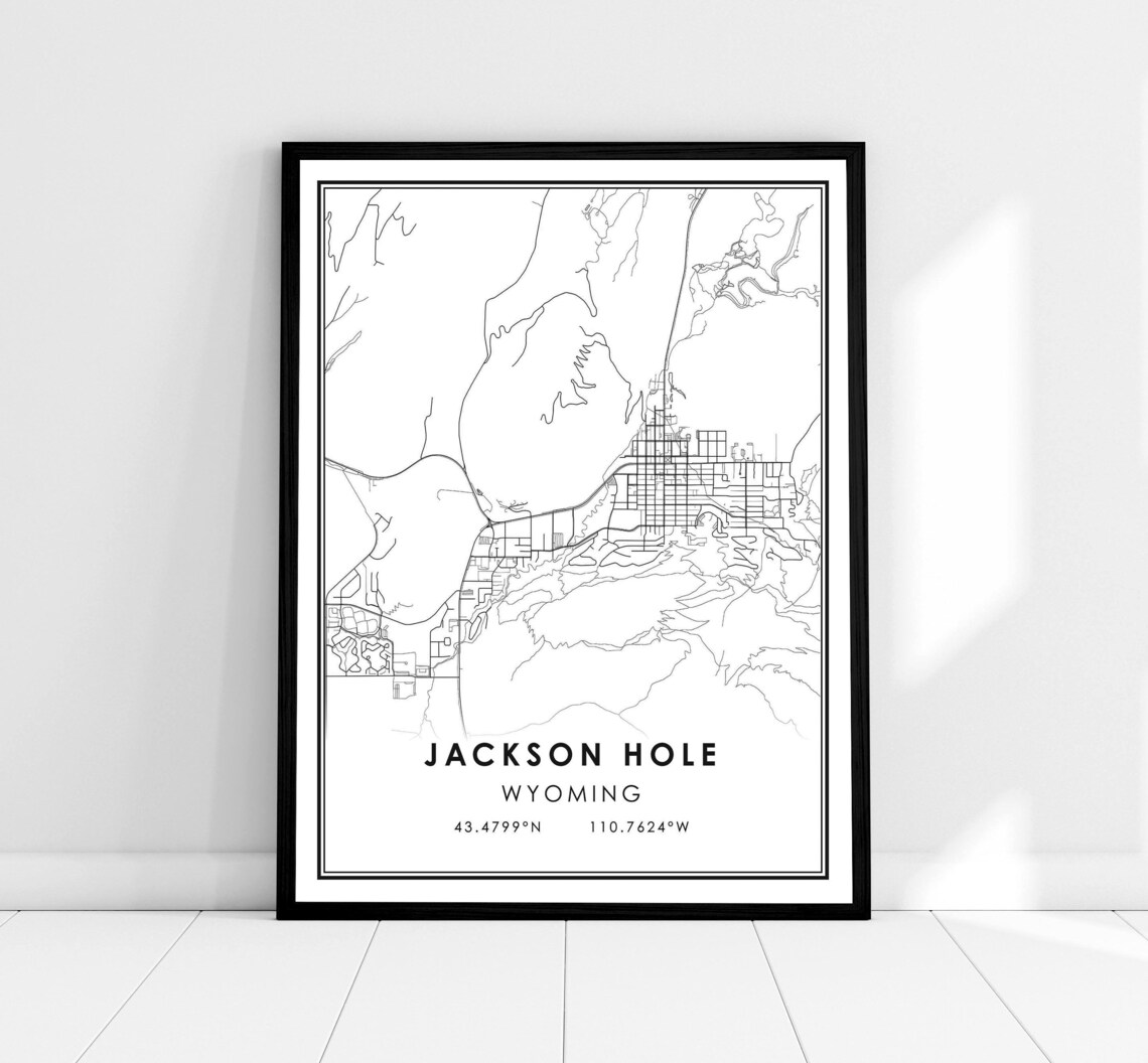 Jackson Hole Map Print Poster, Wyoming Travel Map
