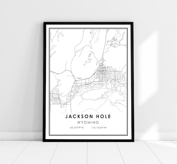 Jackson Hole Map Print Poster, Wyoming Travel Map