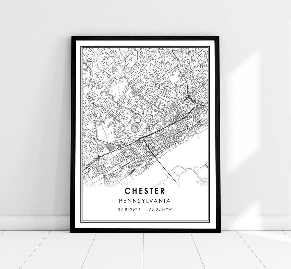 Chester Pennsylvania Minimalist City Street Map Line Art Poster