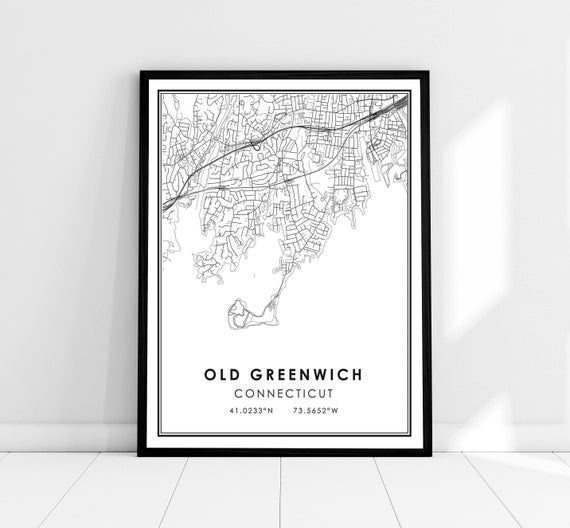 Old Greenwich Map Print, Connecticut Travel Poster