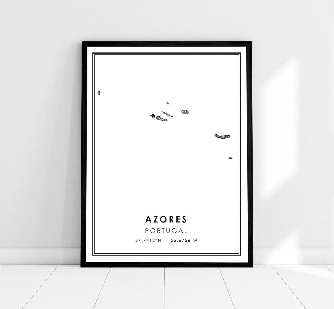 Azores Map Print, Portugal Travel Poster