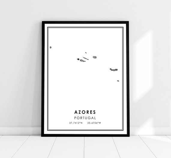 Azores Map Print, Portugal Travel Poster