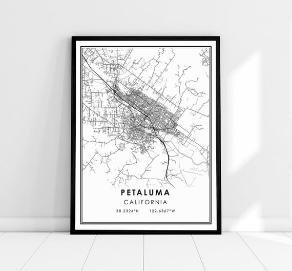 Petaluma Map Print, City Travel Poster