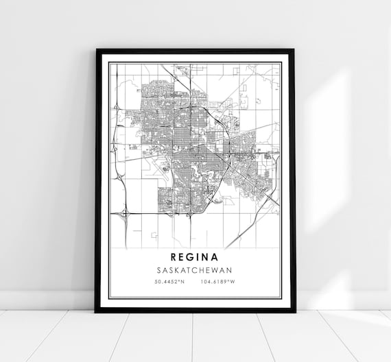 Regina Saskatchewan Minimalist Black And White City Map Poster