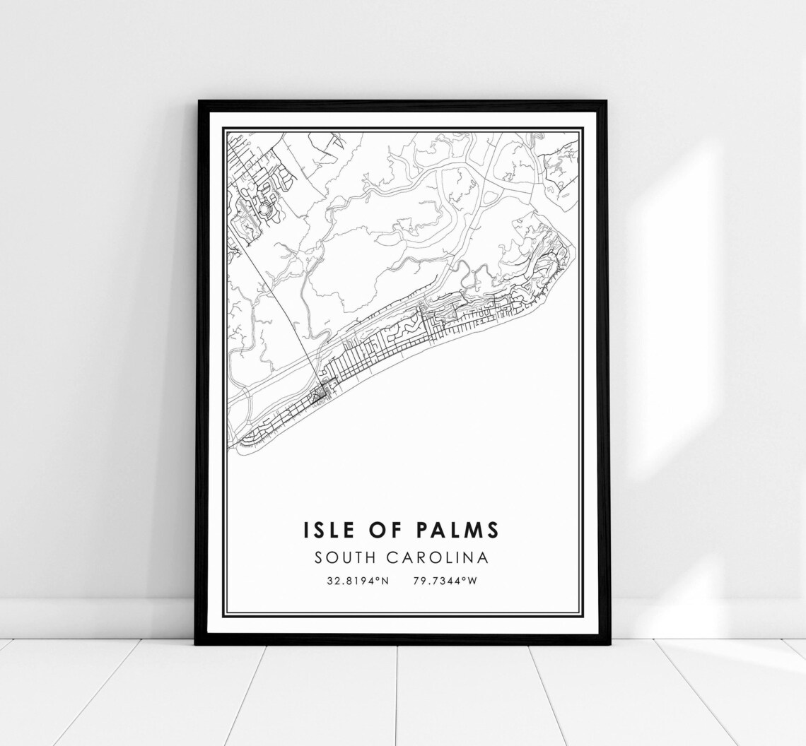 Isle Of Palms South Carolina Map Art Print