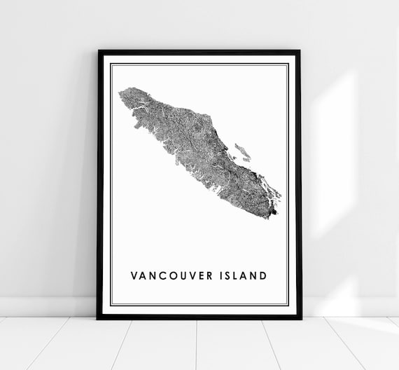 Vancouver Island British Columbia Topographic Silhouette Map Poster