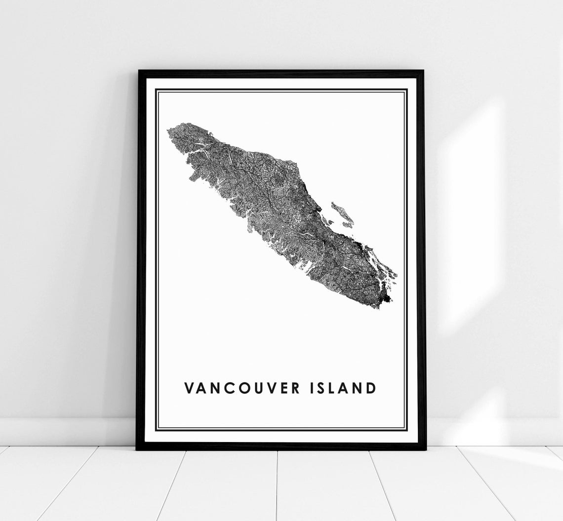 Vancouver Island British Columbia Topographic Silhouette Map Poster