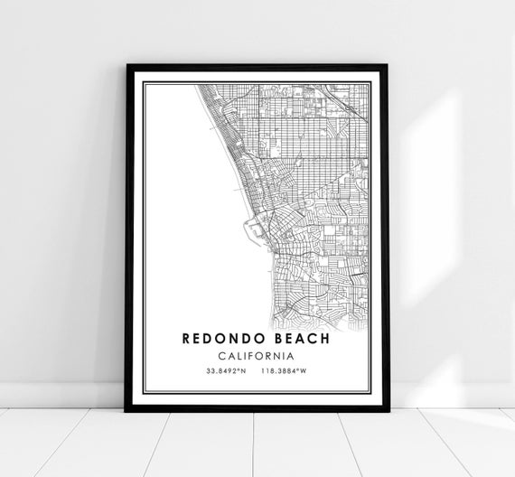 Redondo Beach Map Print, Travel Poster