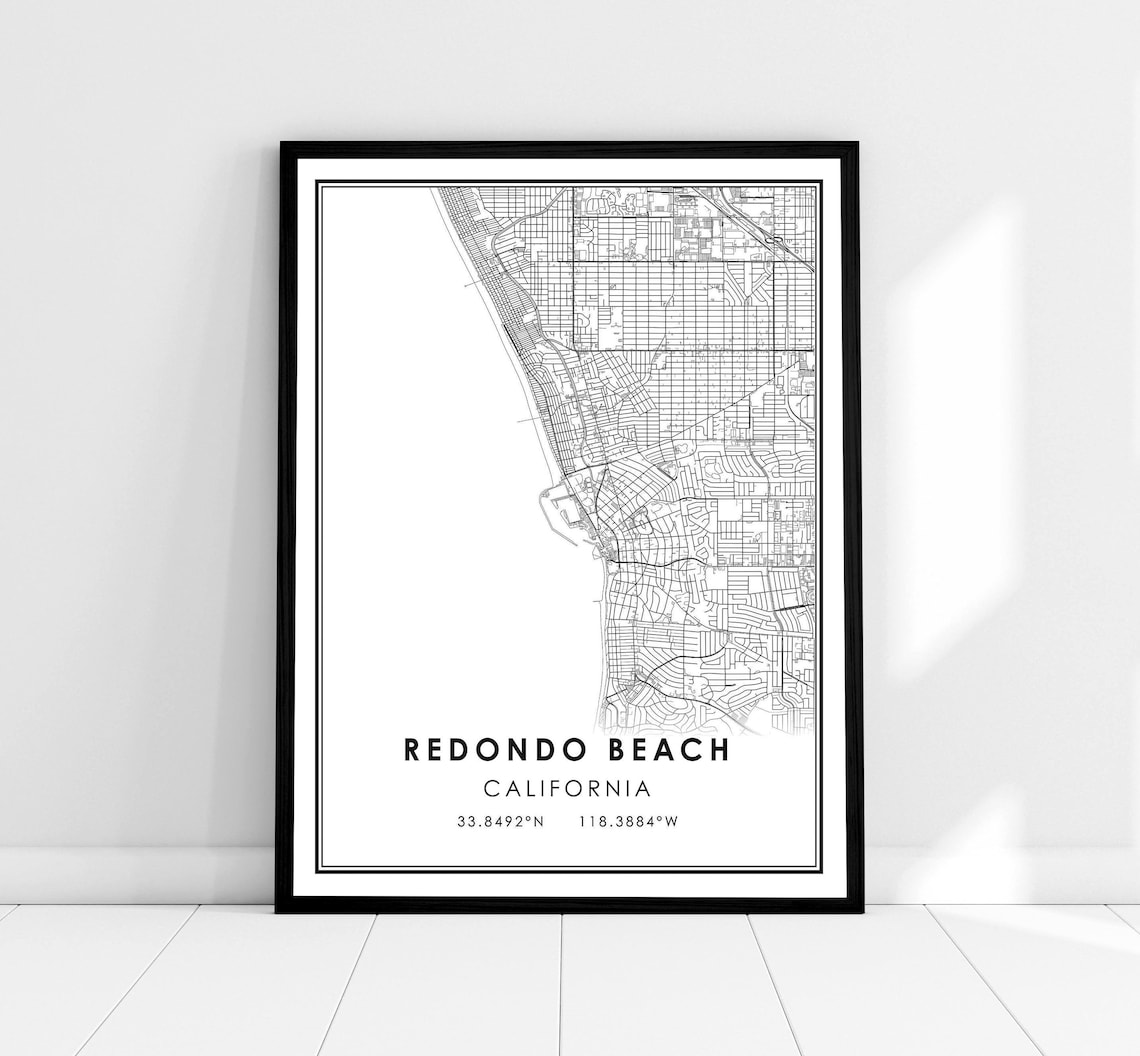 Redondo Beach Map Print, Travel Poster