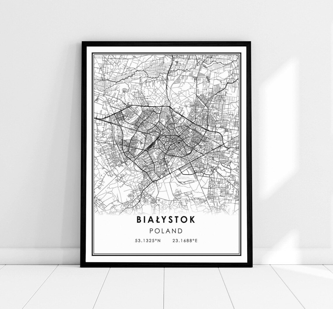 Bialystok Poland Map Print, Modern Travel Poster