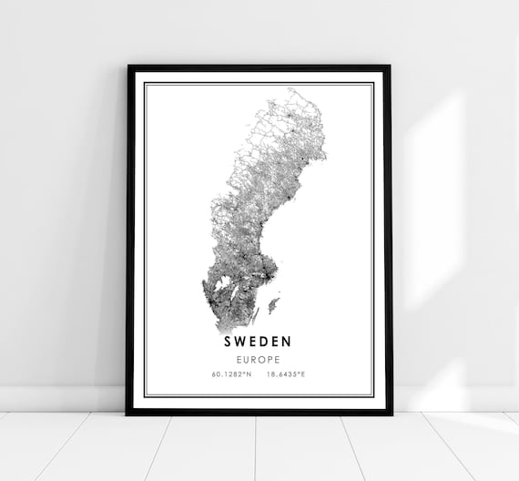 Sweden Map Poster, Europe Road Travel Print