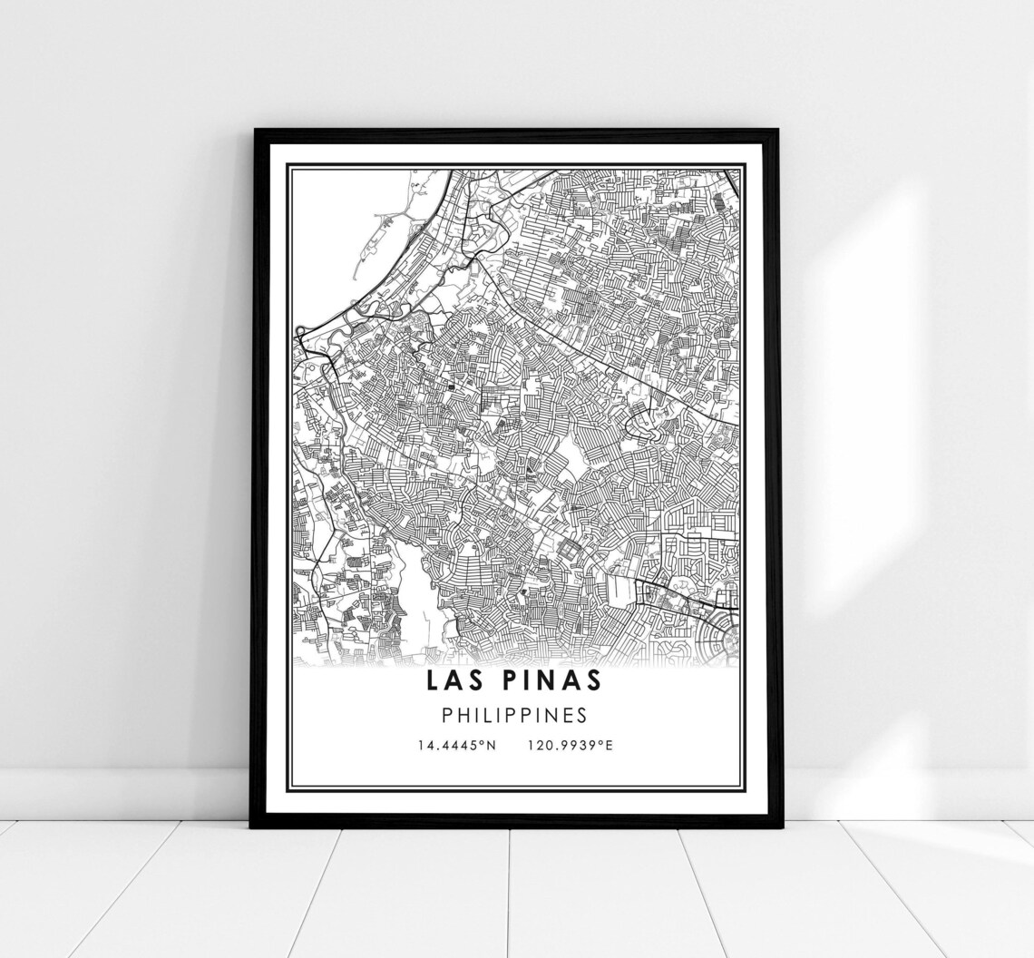 Las Pinas Philippines City Street Map Minimalist Art Print Gift