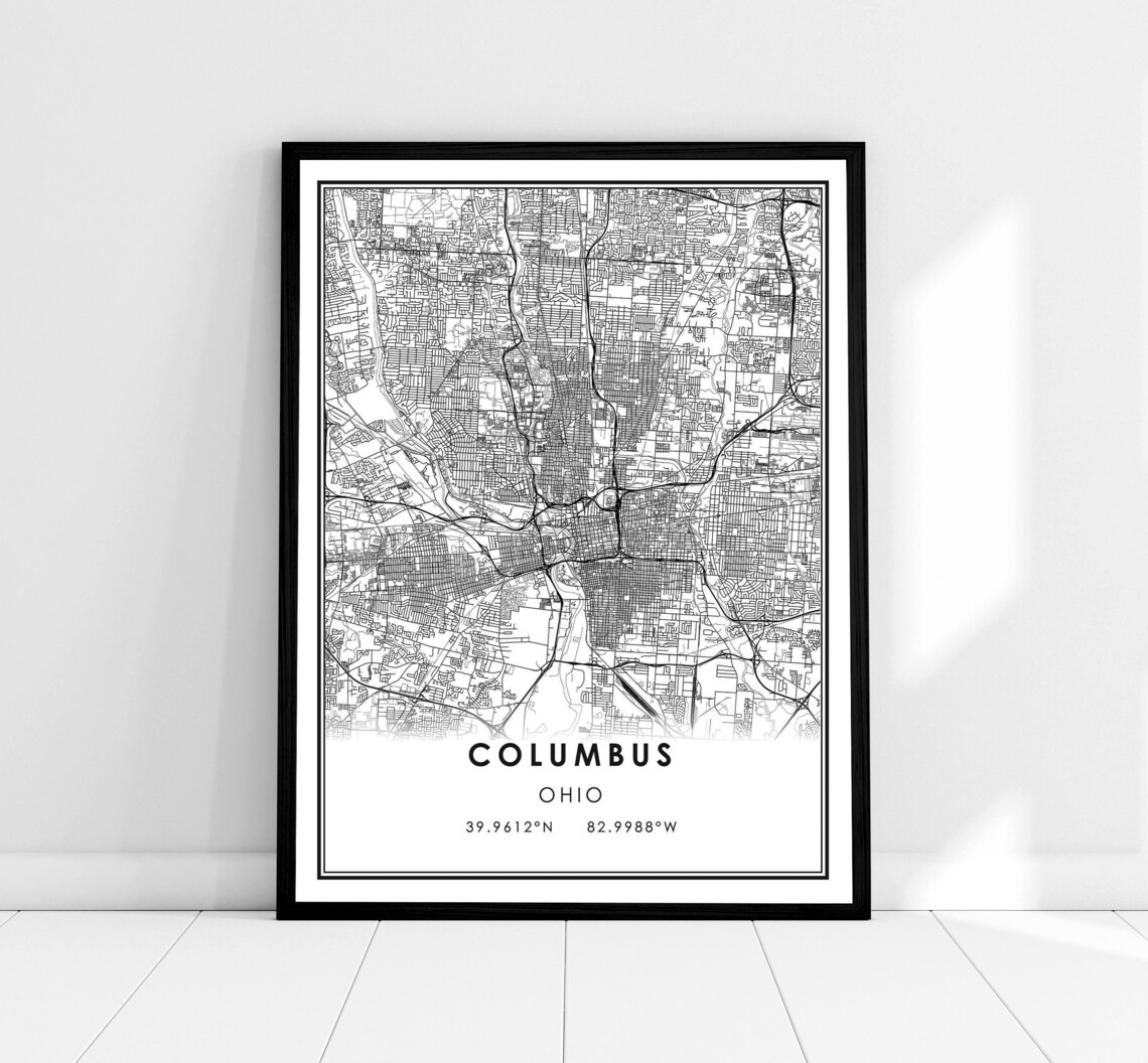 Columbus Map Print Poster, Ohio City Travel Poster