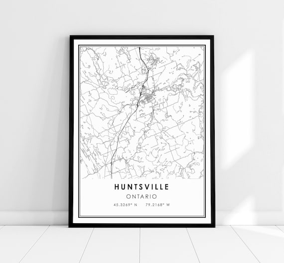 Huntsville Ontario Monochrome Minimalist Street Map Art Poster
