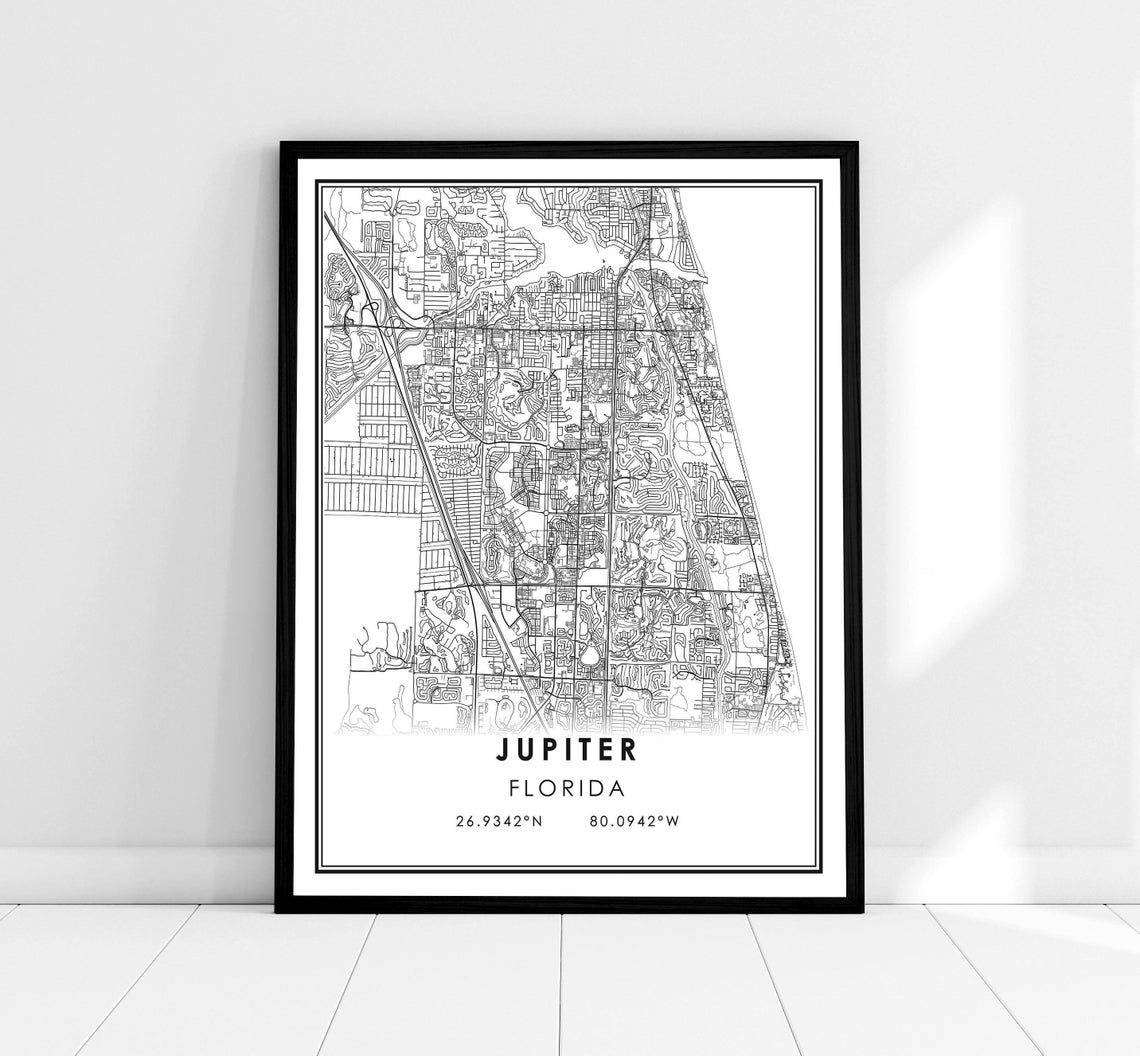 Jupiter Map Print Poster, Florida City
