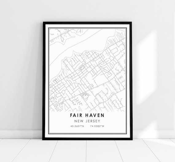 Fair Haven New Jersey City Street Map Minimalist Black Line Art Print