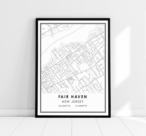 Fair New Jersey Map Print Poster Canvas City