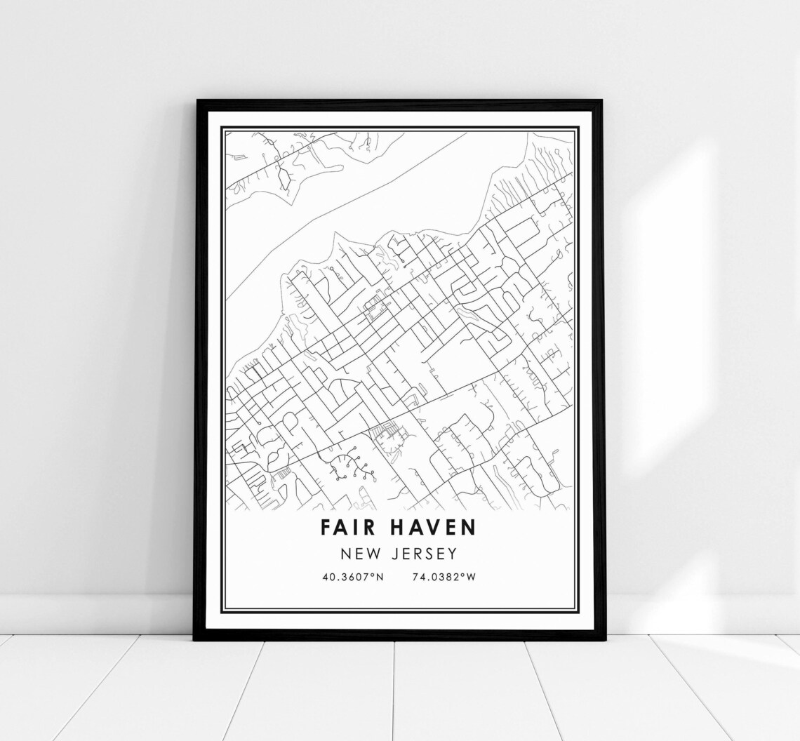 Fair Haven New Jersey City Street Map Minimalist Black Line Art Print
