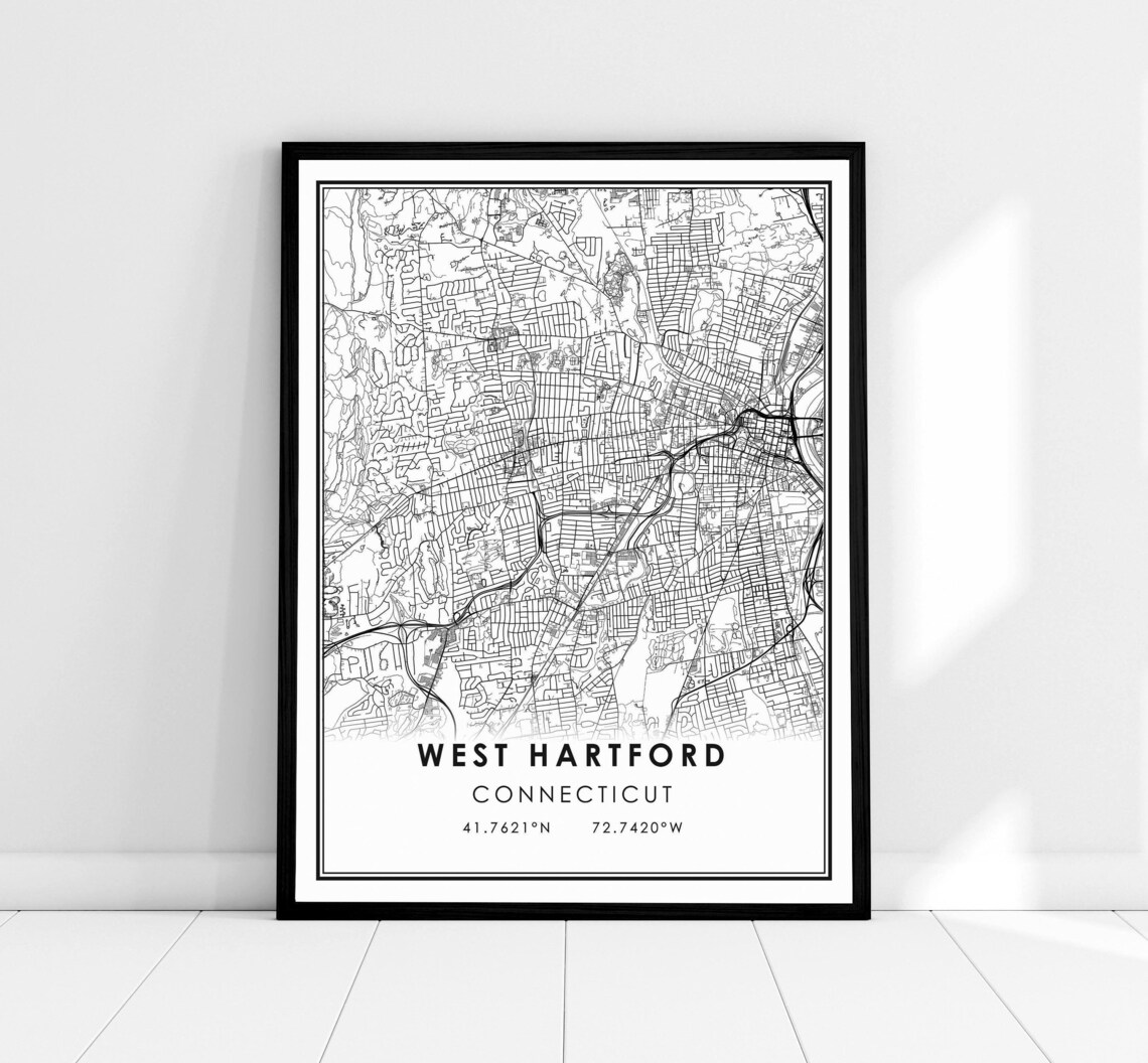 West Hartford, Connecticut Map Print Poster