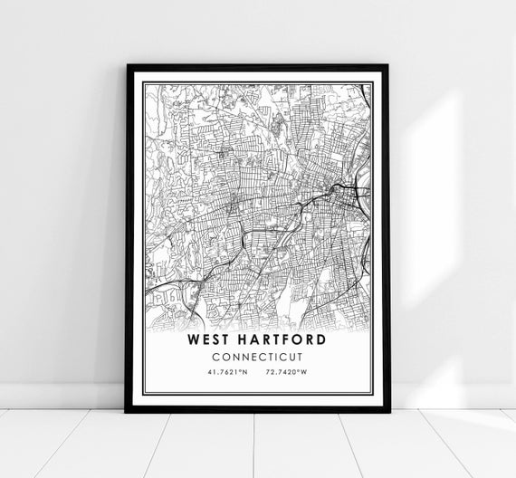 West Hartford, Connecticut Map Print Poster