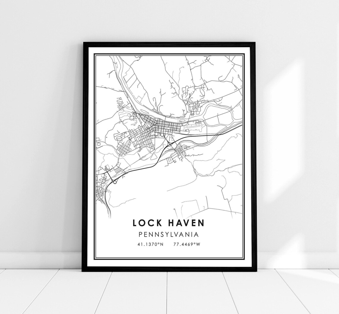 Pennsylvania City Lock Map Travel Poster