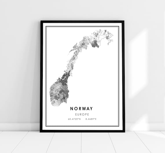 Norway Country Map Print, Travel Poster