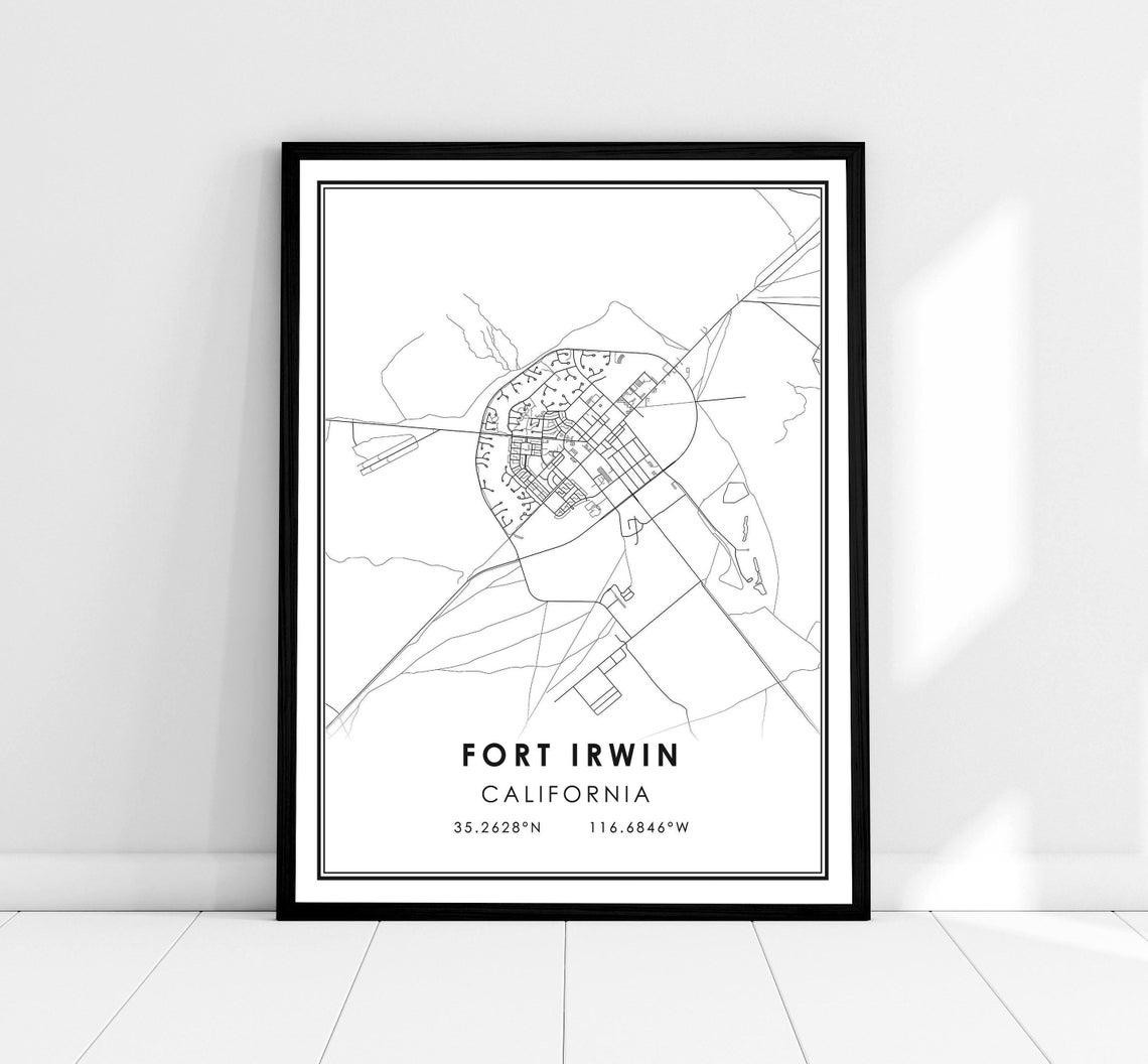 Fort Irwin Map Print, Travel Poster