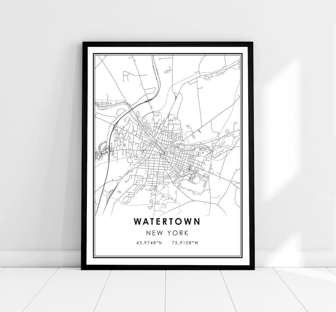 Watertown Map Poster, New York City Travel Poster