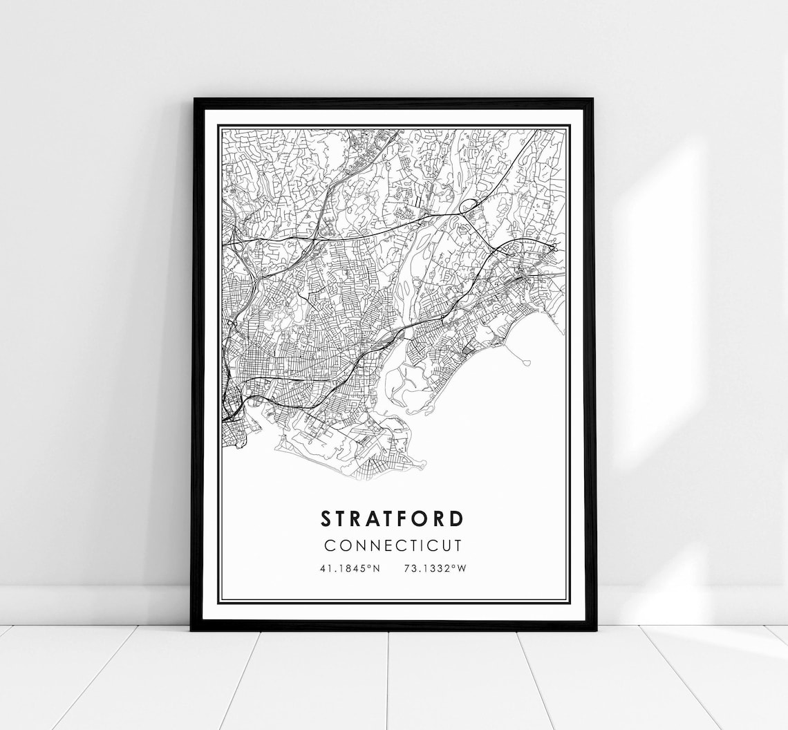 Stratford Connecticut Map Print, City Travel Poster